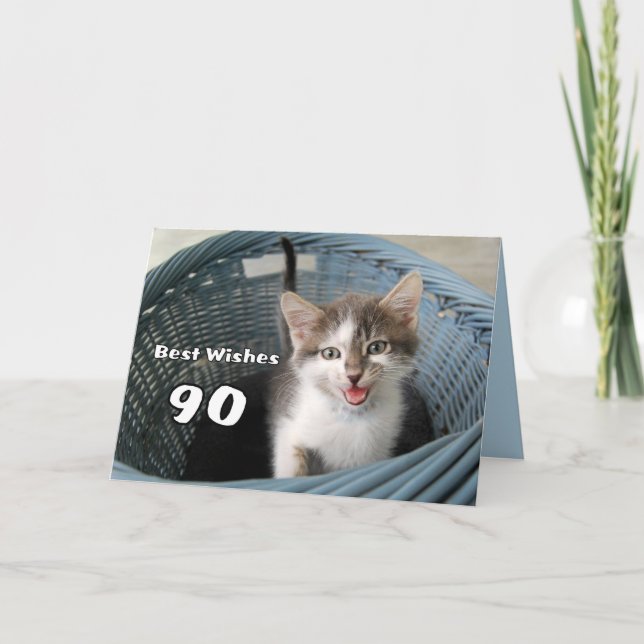 Carte 90e anniversaire Crazy Kitten (Devant)