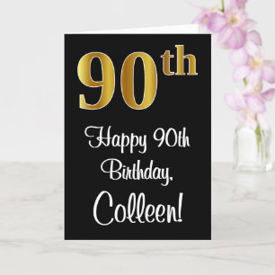 Carte 90e anniversaire ~ Elégant Luxueux Faux Gold Look 