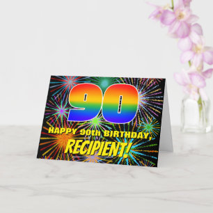 Carte 90e anniversaire : Feu d'artifice festif amusant e