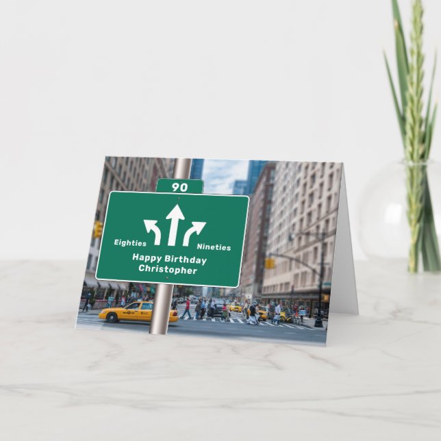 Carte 90e anniversaire New York Street Signer Ajouter vo (Devant)