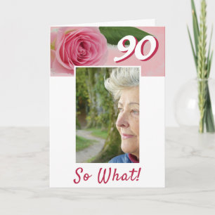 Carte 90e anniversaire rose rose photo positive Annivers