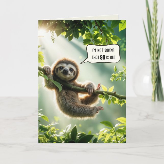 Carte 90e anniversaire Sloth Humour (Devant)