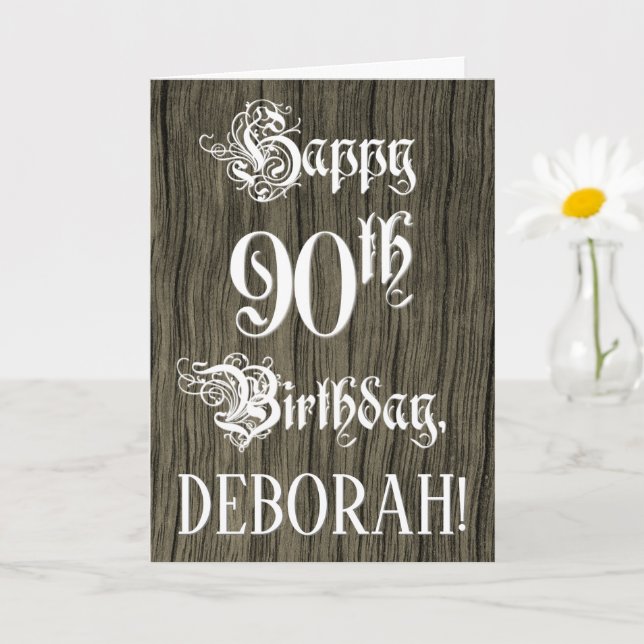 Carte 90e anniversaire : Texte élégant et raffiné; Faux  (Petite plante)