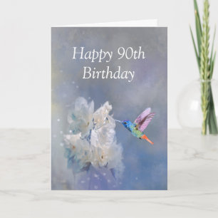 Carte 90e Jour d'anniversaire Jardin Fleurs de colibris