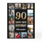 90e Joyeux Anniversaire Black and Gold Photo Colla