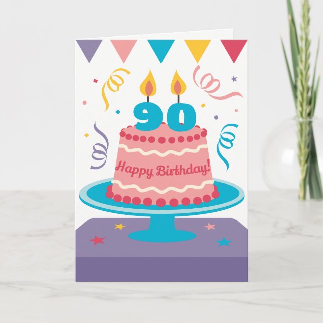 Carte 90th Birthday Cake : Personnalisable ! (Devant)