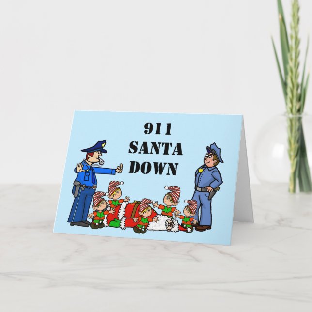 Carte 911 Père Noël Down Christmas Card (Devant)