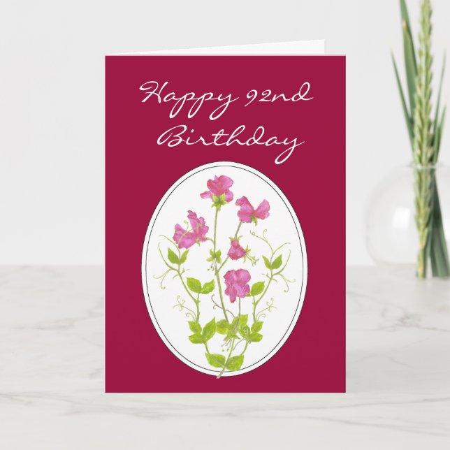 Carte 91e anniversaire, aquarelle pois doux avec écritur (Devant)