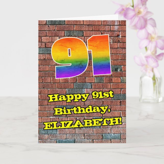 Carte 91e anniversaire : Arc-en-ciel amusant inspiré par (Orchidée)