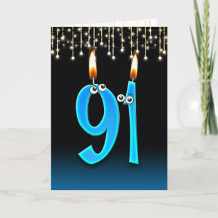 Carte 91e anniversaire avec des bougies