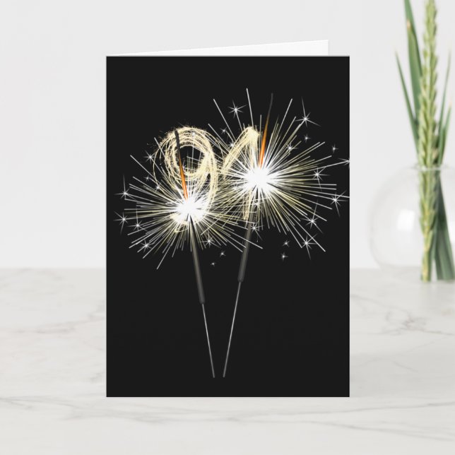 Carte 91e anniversaire Sparklers en noir (Devant)
