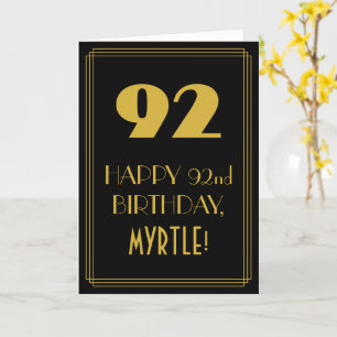 Carte 92e anniversaire ~ Art Déco Inspiré Look "92" & No