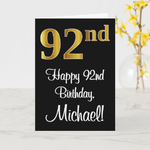 Carte 92e anniversaire ~ Elégant luxe Faux Gold Look #