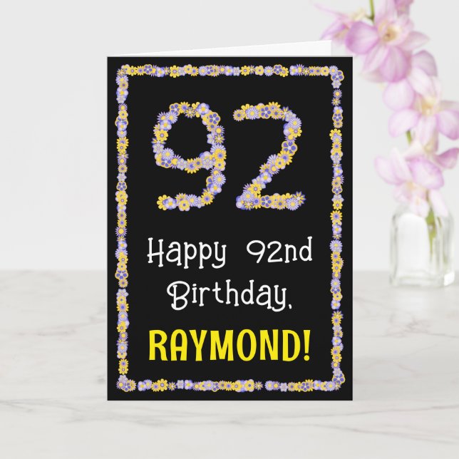Carte 92e anniversaire : Floral Flowers Numéro, Nom pers (Orchidée)
