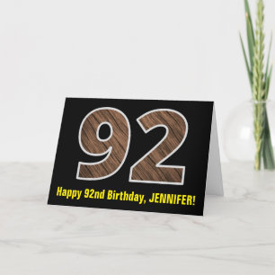 Carte 92e anniversaire : Nom + Faux Wood Grain Motif "92