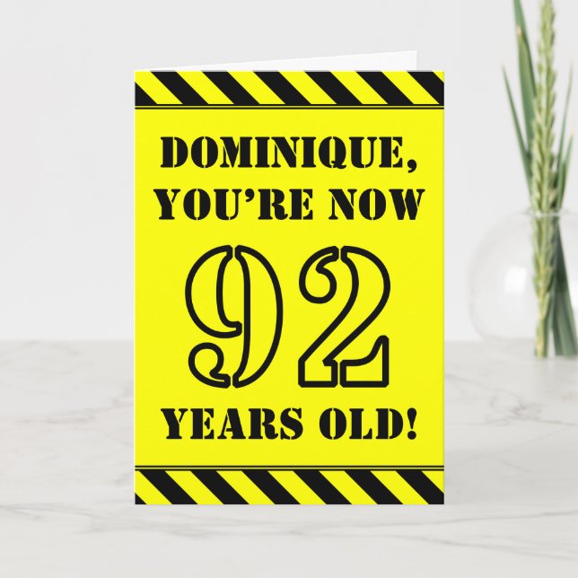Carte 92e anniversaire : Texte du style de gabarit, nom  (Devant)