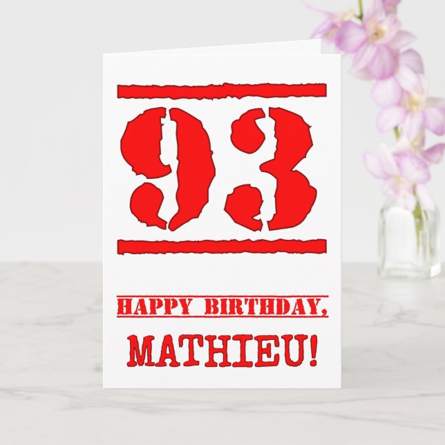 Carte 93e anniversaire : Amusant, Timbre en caoutchouc r (Orchidée)