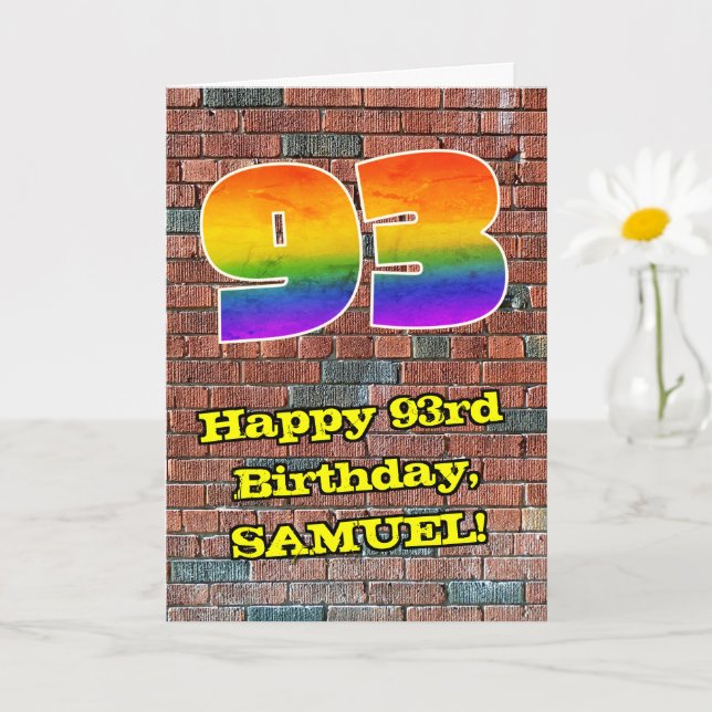 Carte 93e anniversaire : Arc-en-ciel amusant inspiré par (Petite plante)