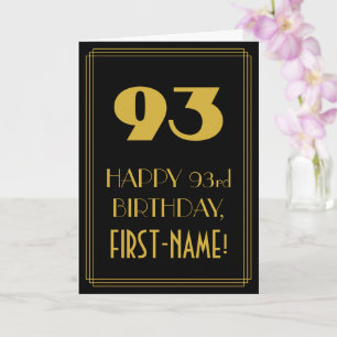 Carte 93e anniversaire - Art Déco Inspiré Look "93" & No