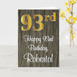 Carte 93e anniversaire : Elégant look d'or Faux #, Faux