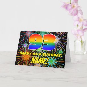 Carte 93e anniversaire : Feu d'artifice festif amusant e