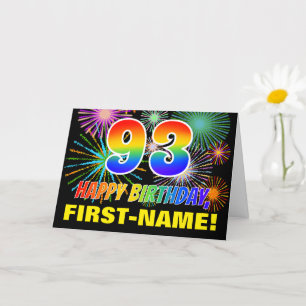 Carte 93e anniversaire : Gras, Amusants, Feu d'artifice,