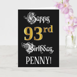 Carte 93e anniversaire — Script fantaisie; look or Faux;