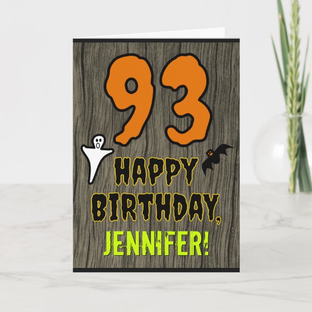 Carte 93e anniversaire : Thème d'Halloween Éffrayant, No (Devant)