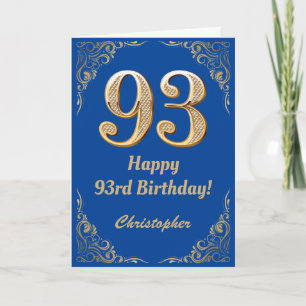 Carte 93ème anniversaire Cadre Parties scintillant bleu