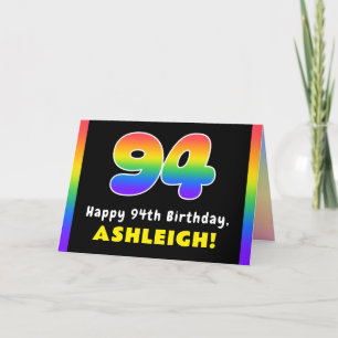 Carte 94e anniversaire : Arc-en-ciel coloré # 94, Nom pe