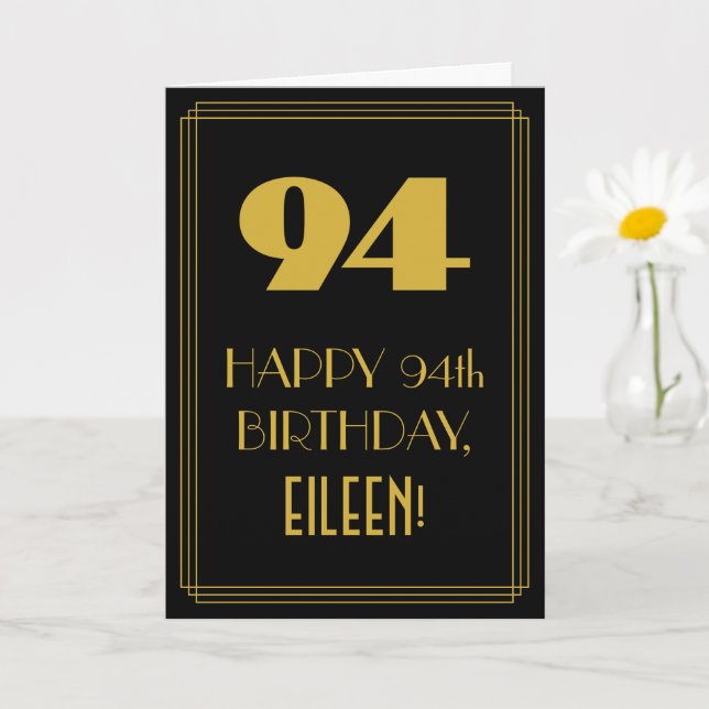 Carte 94e anniversaire ~ Art Déco Inspiré Look "94" & No (Petite plante)