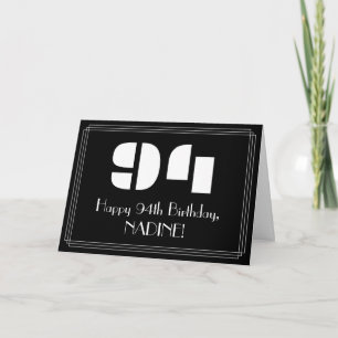 Carte 94e anniversaire : Art Déco Inspiré Look "94" & No