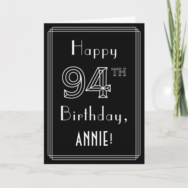 Carte 94e anniversaire : Art Déco Style # 94 & Custom Na (Devant)