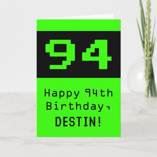 Carte 94e anniversaire : Nerdy / Geeky Style "94" et nom (Devant)