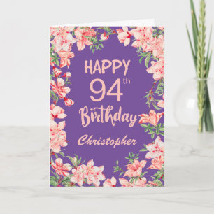 Carte 94e anniversaire Purple Peach Aquarelle rose
