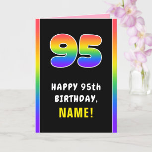 Carte 95e anniversaire : Arc-en-ciel coloré # 95, Nom pe