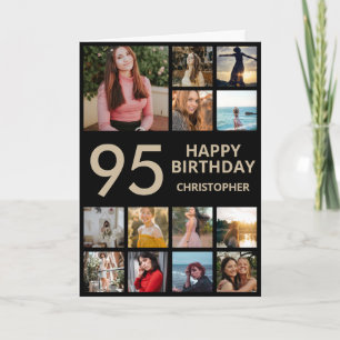 Carte 95e anniversaire Collage photo 13 photos Black & G