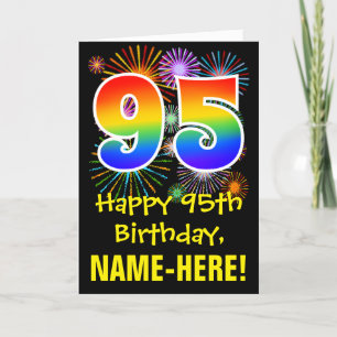 Carte 95e anniversaire : Fun Fireworks Motif + Rainbow 9