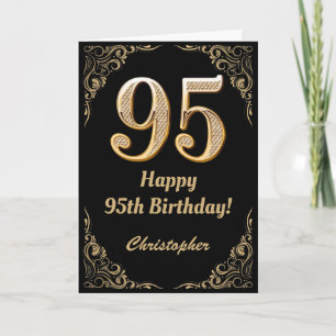 Carte 95e anniversaire Parties scintillant noir et or