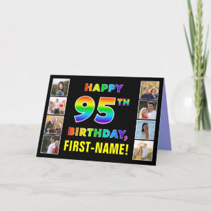 Carte 95e anniversaire : Rainbow Text, Custom Photos & N