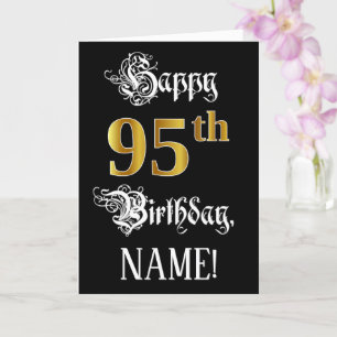 Carte 95e anniversaire — Script fantaisie; look or Faux;