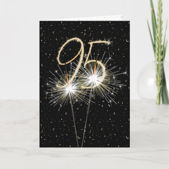 Carte 95e anniversaire Sparkler en noir (Devant)