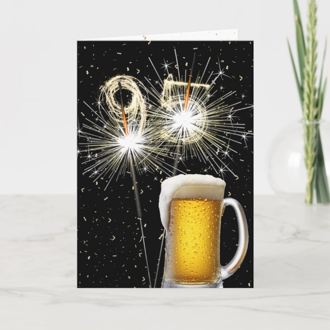 Carte 95e anniversaire Sparklers avec Beer Mug (Devant)