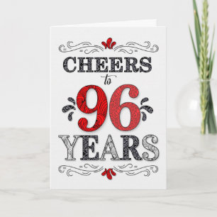 Carte 96e anniversaire Cheers en Motif noir blanc rouge