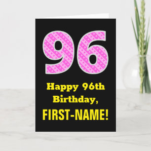 Carte 96e anniversaire : Pink Stripes and Hearts "96" + 