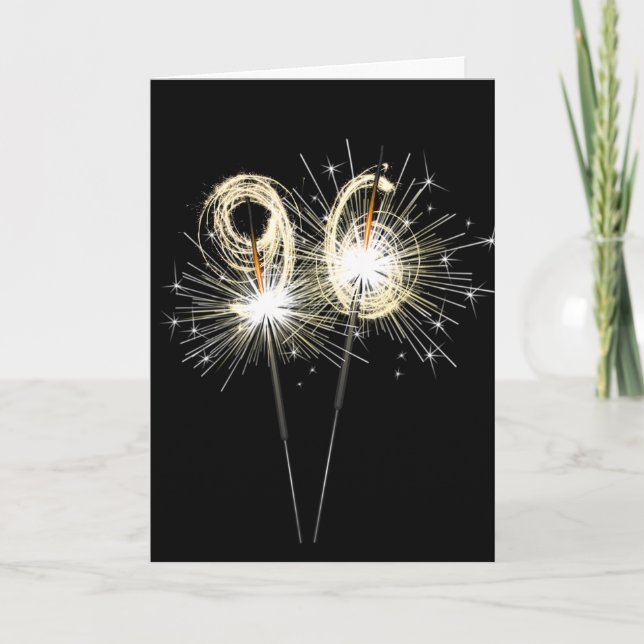 Carte 96e anniversaire Sparklers en noir (Devant)
