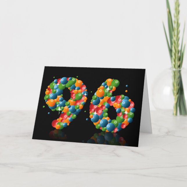 Carte 96ème anniversaire avec des numéros formés à parti (Devant)