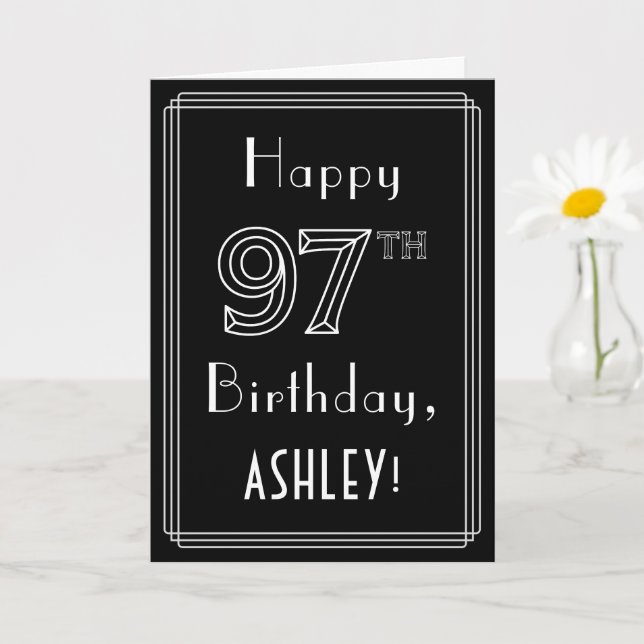 Carte 97e anniversaire : Art Déco Style # 97 & Custom Na (Petite plante)