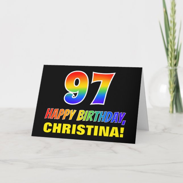Carte 97e anniversaire : Bold, amusant, simple, arc-en-c (Devant)
