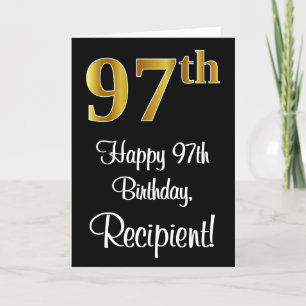 Carte 97e anniversaire ~ Elégant luxe Faux Gold Look #